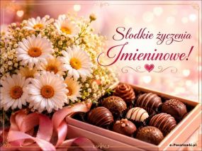 Słodkie życzenia Imieninowe wśród stokrotek