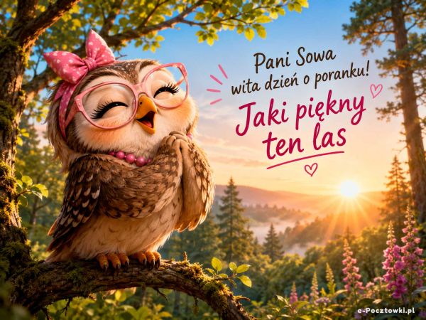 Pani Sowa wita dzień o poranku